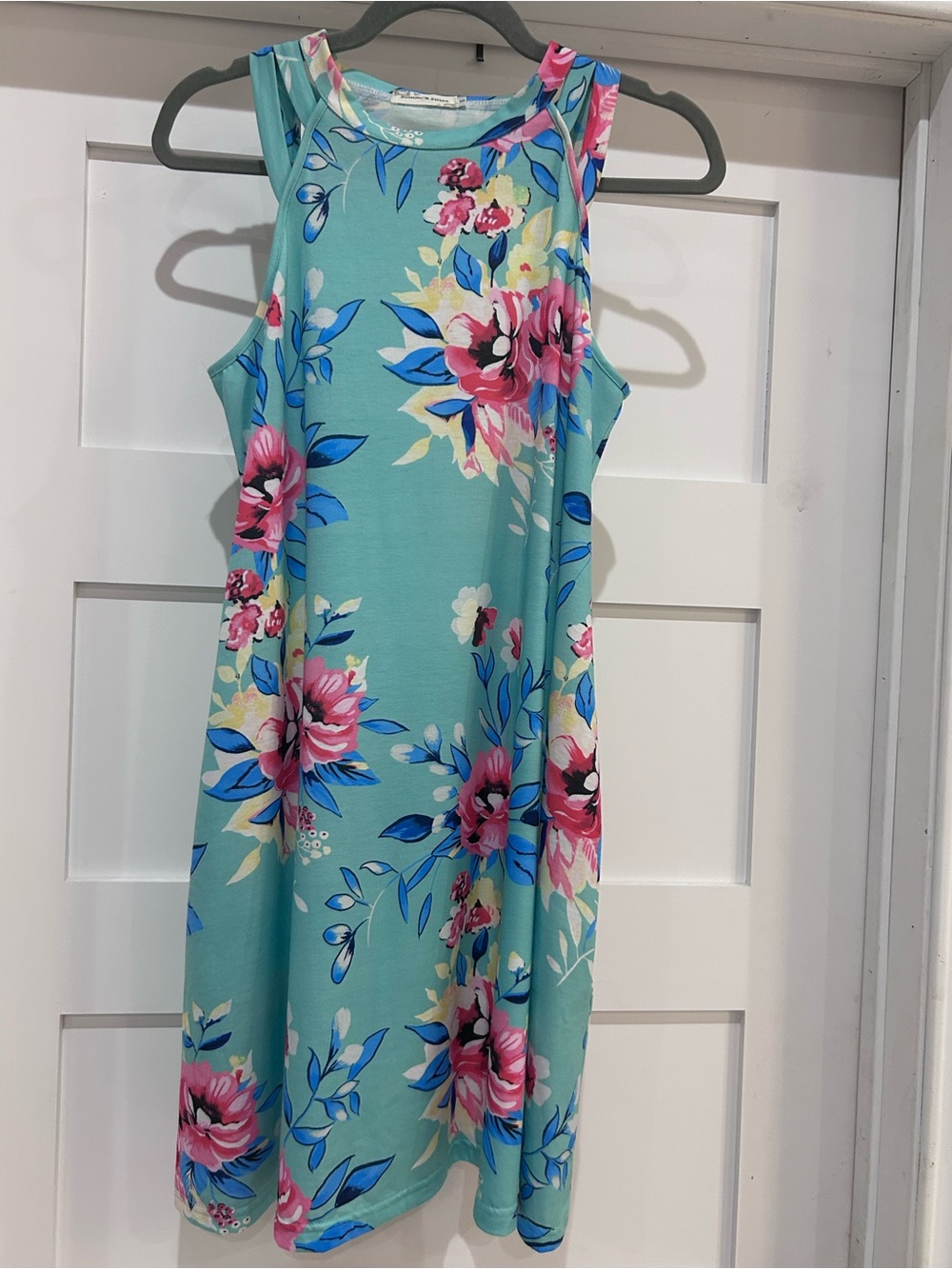 SOYTHERN STITCH size S Floral Sleeveless Mint Tank Dress w/side pockets